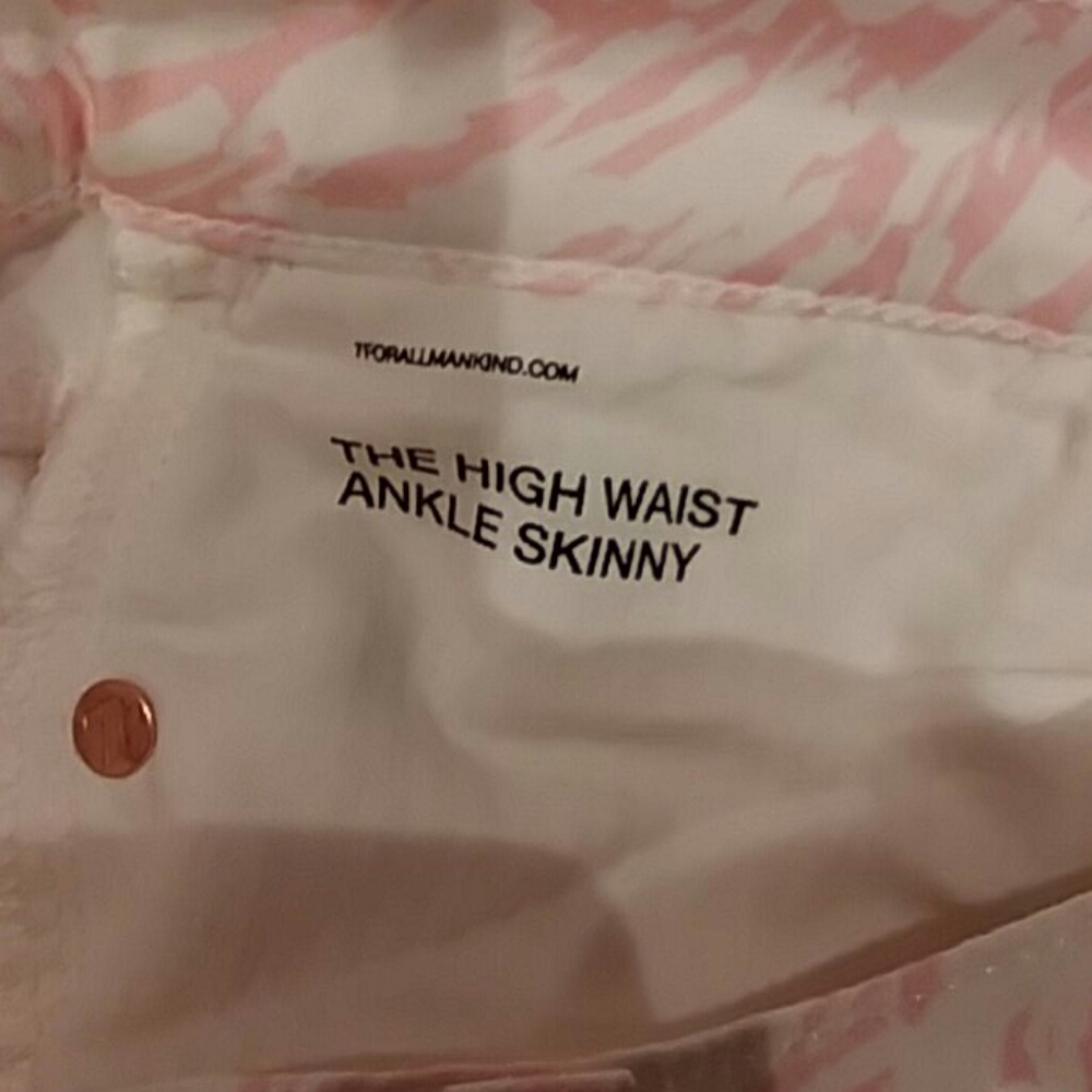 7FAM Jeans 26W/27Ins High Waist ankle skinny pink nwot - Picture 4 of 6